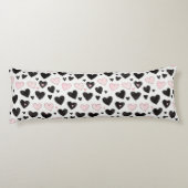 Coussins Longs Cœurs rayures noires rose (Dos)