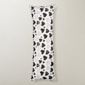 Coussins Longs Cœurs rayures noires rose (Dos (Vertical))