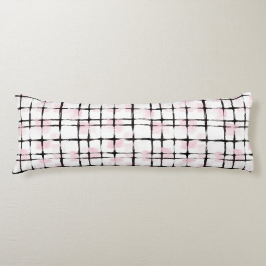 Coussins Longs Cœurs rayures noires rose (Devant)