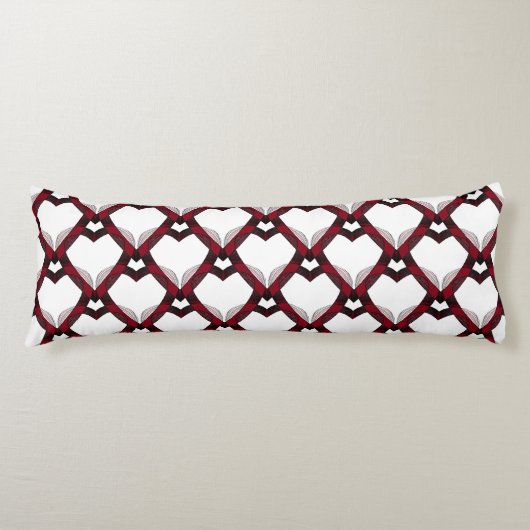 Coussins Longs Cœurs Rouge Noir (Devant)