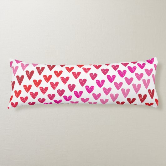 Coussins Longs Coeurs rouges et roses (Devant)