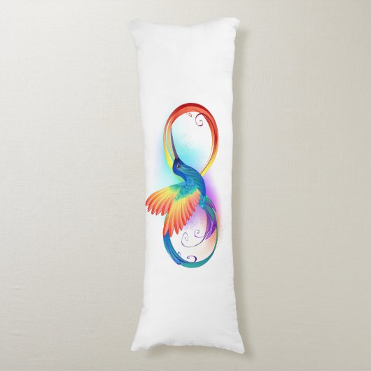 Coussins Longs Colibri arc-en-ciel avec symbole Infinity (Devant (Vertical))