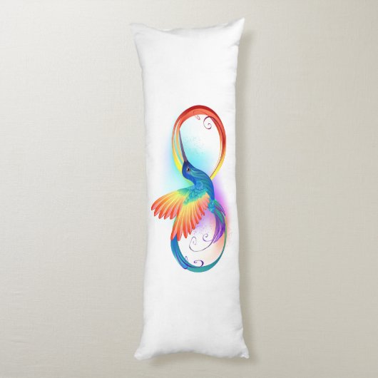 Coussins Longs Colibri arc-en-ciel avec symbole Infinity (Dos (Vertical))