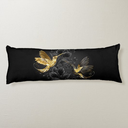 Coussins Longs Colibri noir et or (Dos)