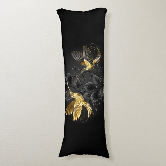 Coussins Longs Colibri noir et or (Devant (Vertical))