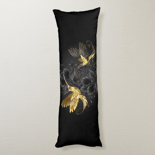 Coussins Longs Colibri noir et or (Dos (Vertical))