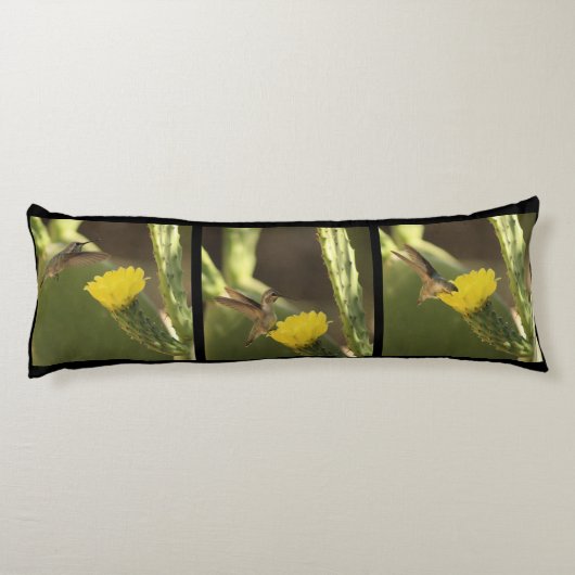 Coussins Longs Colibri Sur Le Triptyque Fleur De Cactus Jaune (Dos)