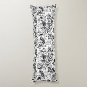 Coussins Longs Collage Abstrait de graffiti noir et blanc (Dos (Vertical))