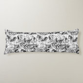 Coussins Longs Collage Abstrait de graffiti noir et blanc (Devant)