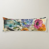 Coussins Longs Collage d'art mixte botanique vibrant (Devant)