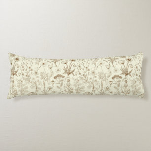 Coussins Longs Collage de fleurs sauvages / beige et sépia