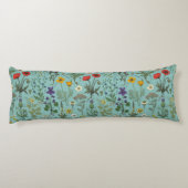 Coussins Longs Collage de fleurs sauvages sur fond bleu (Dos)