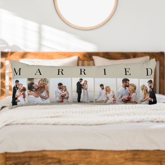 Coussins Longs Collage de photos 7 photo Natural et noir MARIÉ