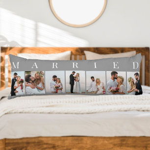 Coussins Longs Collage de photos de mariage 7 photos Gris Blanc M