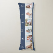 Coussins Longs Collage photo de famille 6 photo bleu (Devant (Vertical))