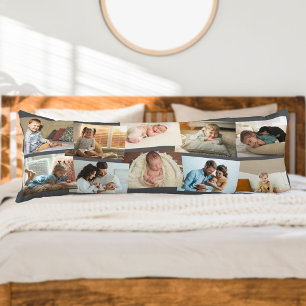 Coussins Longs Collage Photo Montage de 10 Photos Gris Neutre