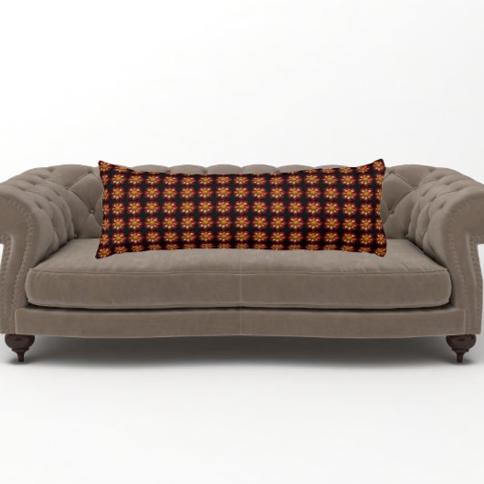 Coussins Longs Collarette rouge Dahlia motifs floraux sur noir