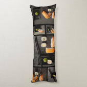 Coussins Longs Collection de sushi sur l'arrière - plan noir (Dos (Vertical))
