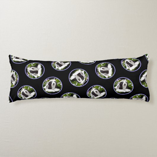 Coussins Longs Collie hardie Black Peinture Cute Dog Art (Devant)