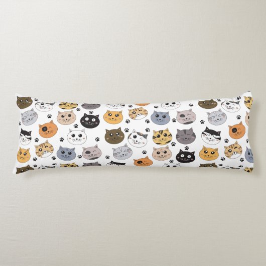 Coussins Longs Coloré Cute Funny Chats & Motif Paw (Devant)