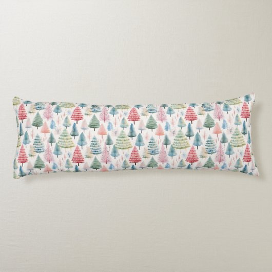 Coussins Longs Colourful Pastel Christmas Pine Trees Pattern (Dos)