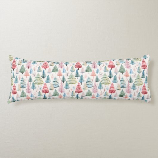 Coussins Longs Colourful Pastel Christmas Pine Trees Pattern (Devant)
