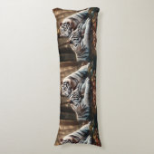 Coussins Longs Compagnons du tigre blanc serein (Devant (Vertical))