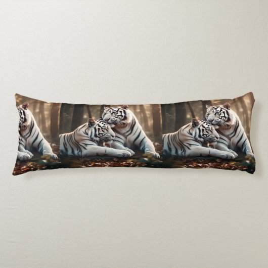 Coussins Longs Compagnons du tigre blanc serein (Devant)