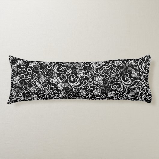 Coussins Longs Conception de fleurs de dalmatien noir mignon (Devant)