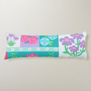Coussins Longs Conception de fleurs vibrantes en fleurs