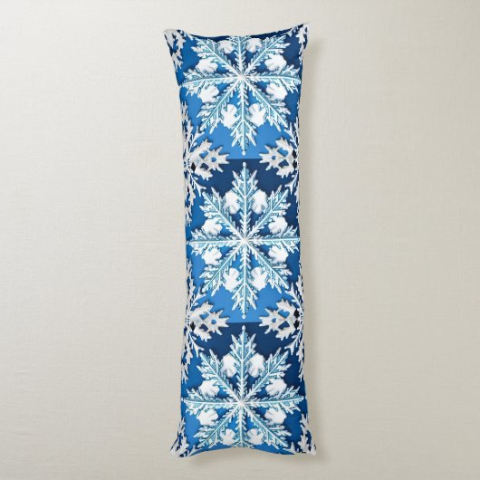 Coussins Longs Conception de flocon de neige bleu complexe (Dos (Vertical))