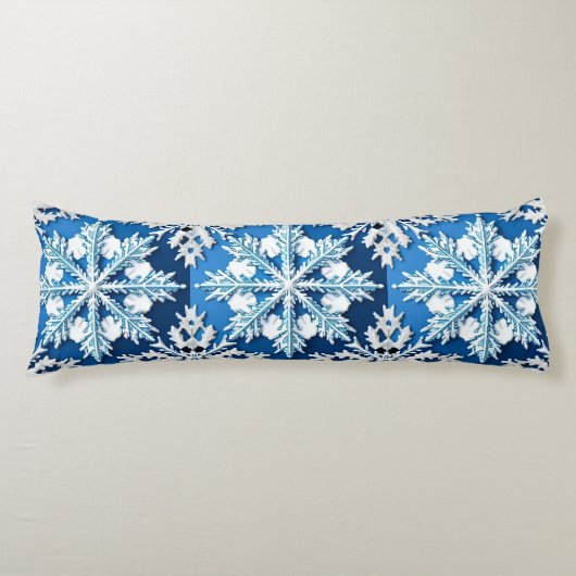 Coussins Longs Conception de flocon de neige bleu complexe (Devant)