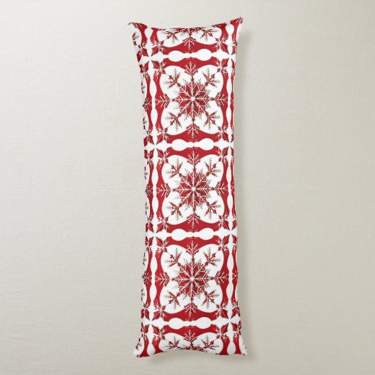 Coussins Longs Conception de flocon de neige rouge complexe  (Dos (Vertical))