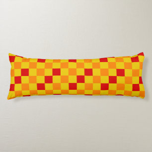 Coussins Longs Conception de motif à carreaux rouge orange jaune