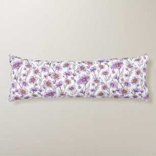 Coussins Longs Conception de motif botanique de fleur sauvage vio