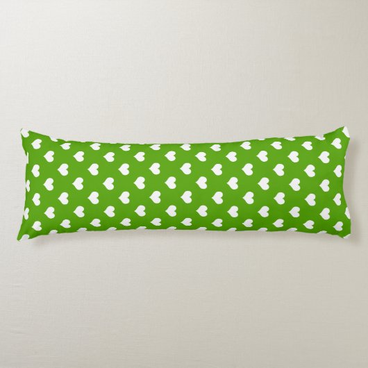 Coussins Longs Conception de motif de cœur d'amour blanc vert (Devant)