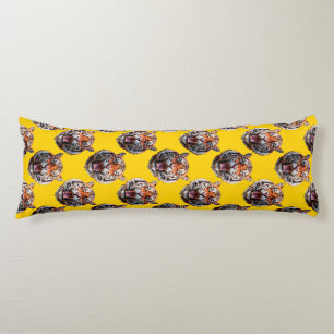 Coussins Longs Conception de motif de tête de tigre jaune