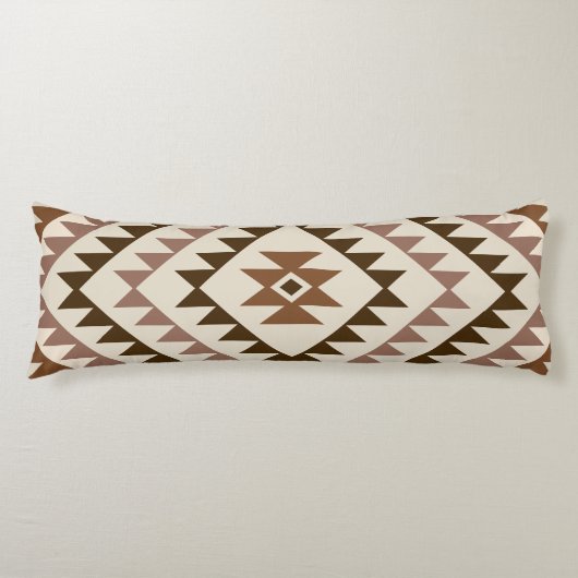 Coussins Longs Conception de motif diamant aztéque marron+crème (Devant)