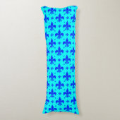 Coussins Longs Conception de motif fleur de lis bleu cyan (Devant (Vertical))