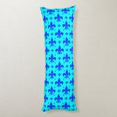 Coussins Longs Conception de motif fleur de lis bleu cyan (Dos (Vertical))