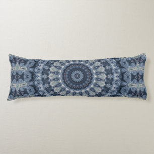 Coussins Longs Conception de motif mandala bleu et argenté