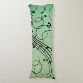 Coussins Longs Conception de musique verte Notes Fantaisie (Devant (Vertical))