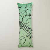 Coussins Longs Conception de musique verte Notes Fantaisie (Dos (Vertical))