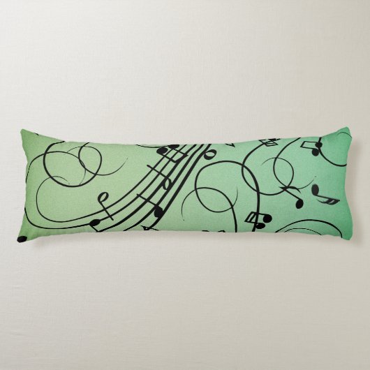 Coussins Longs Conception de musique verte Notes Fantaisie (Devant)