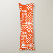 Coussins Longs Conception de Patchwork Motif mixte orange blanc (Dos (Vertical))