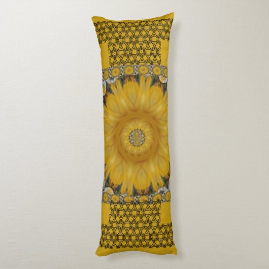 Coussins Longs Conception dorée de tournesol d'impression africai (Dos (Vertical))