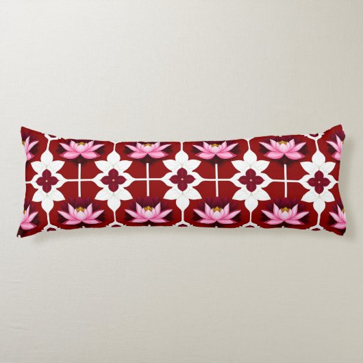 Coussins Longs Conception florale vibrante Lotus rose (Devant)