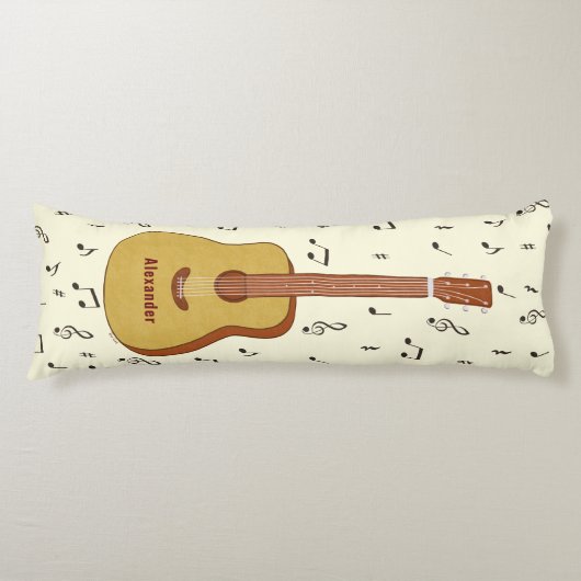 Coussins Longs Conception musicale guitariste joueuse (Devant)