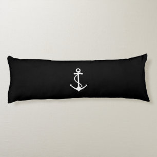 Coussins Longs Conception nautique noire et blanche d'Ancre