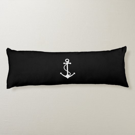 Coussins Longs Conception nautique noire et blanche d'Ancre (Dos)